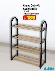 AHŞAP ÇUBUKLU AYAKKABILIK 4 RAFLI AHŞAP ÇUBUKLU AYAKKABILIK 4 RAFLI